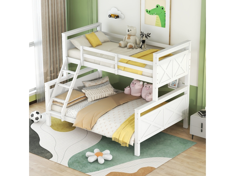  Lit superposé 90x200 cm et 140x200 cm coloris blanc  - Conforama E