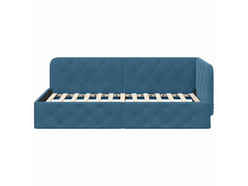 Lit simple- lit adulte - cadre de lit d'angle bleu 100 x 200 cm velours - Conforama D