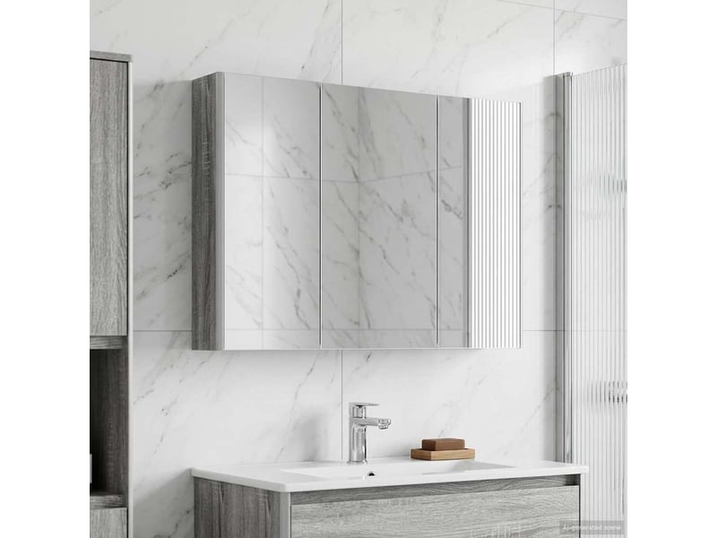  Armoire miroir salle de bain, meuble de rangement gris sonoma shl7446  - Conforama B