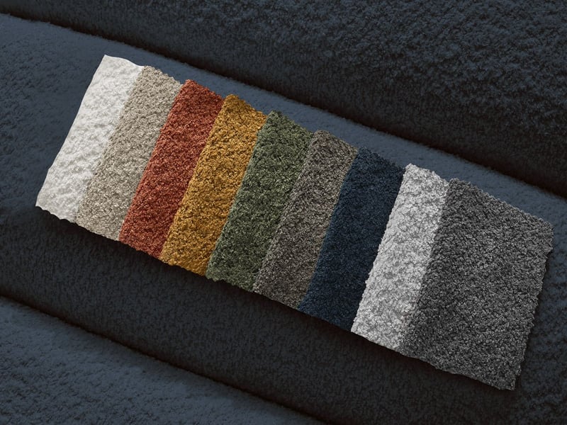 Bobochic canapé droit fixe 3 places talia tissu bouclette bleu foncé TALIA - Conforama C
