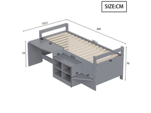 Lit simple 90x200 cm    coloris gris