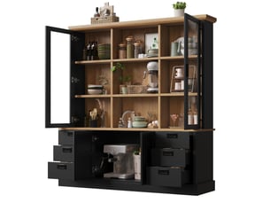 Buffet 6 porte(s) 6 tiroir(s) OKMYHOME - 140 cm coloris noir