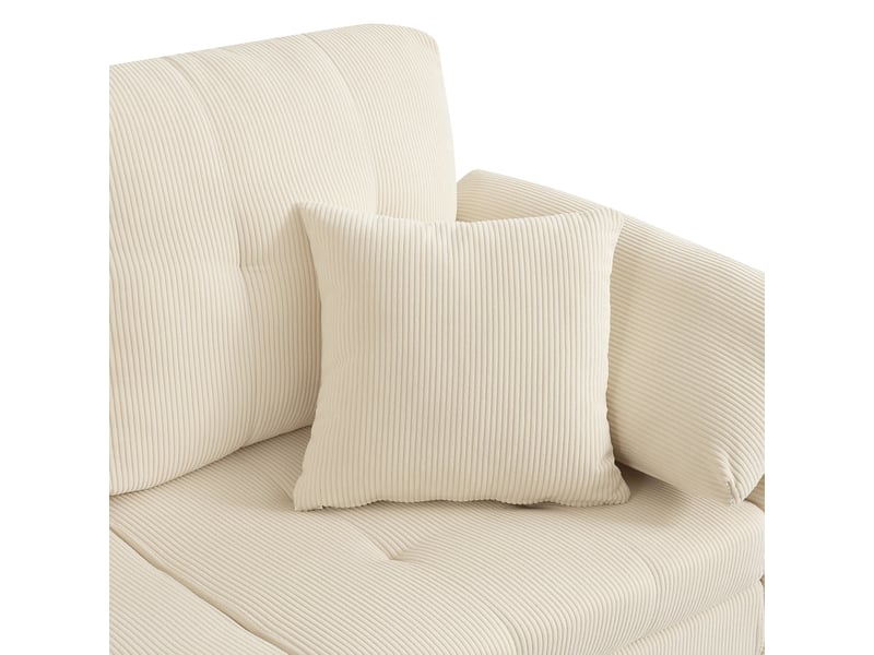  Canapé 4 places en velours côtelé, canapé d'angle modulable avec pouf, grand canapé de salon 250 cm, pieds en fer 20 cm.  - Conforama R