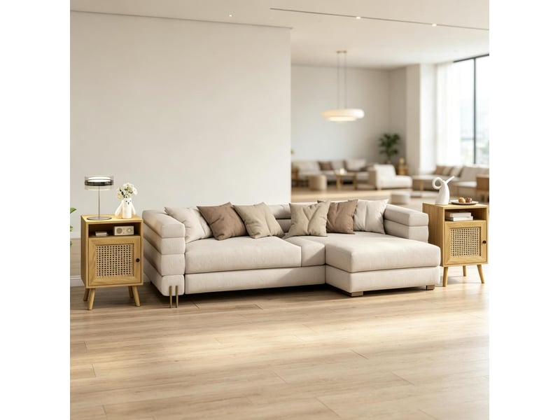  Lot de 2 tables de chevet naturelles en cannage – 39 x 35 x 60 cm  - Conforama C