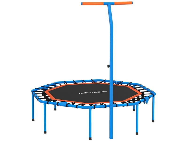 Trampoline de fitness pliable bleu, poignée réglable 98-126 cm, 32 élastiques, entraînement intérieur  - Conforama A