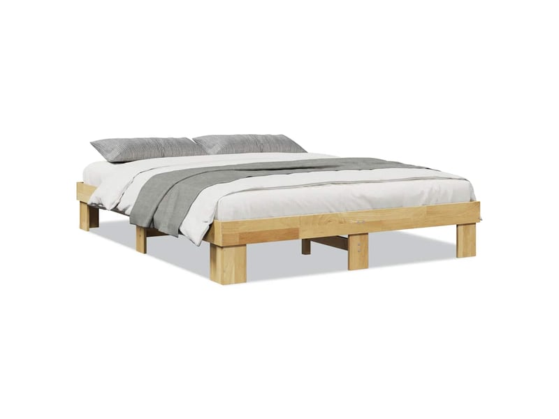  Lit double- lit adulte -  cadre de lit sans matelas 135x190 cm bois massif chêne  - Conforama A