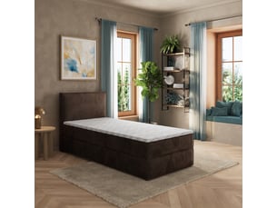 Lit avec rangement 90x200 cm <strong>MASSENO</strong>  <strong></strong> coloris marron