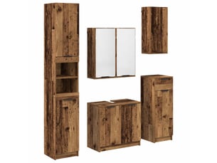 Ensemble de mobilier de salle de bain 5 pc bois ancien cf64562