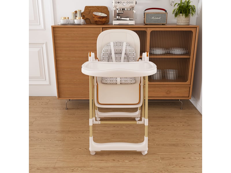  Chaise haute bébé 2-en-1 blanche, fonction balancelle, pliable et réglable en hauteur  - Conforama B