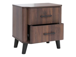 Table de chevet hwc-p42, commode de chevet, 2 tiroirs, mdf, 50 x 48 x 40 cm - aspect noyer