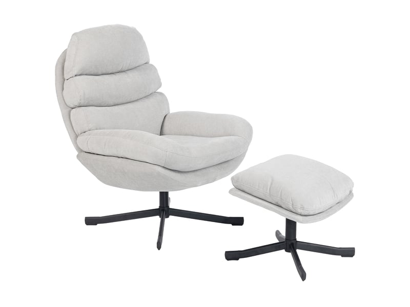 Fauteuil inclinable avec repose-pieds, fauteuil lounge en tissu chenille, fauteuil tv moderne, 78 x 93 x 100 cm, blanc crème - Conforama B