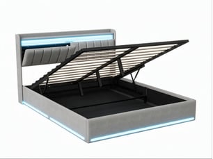 Lit coffre 140x190 cm <strong>EZSSW</strong> <strong></strong> coloris gris