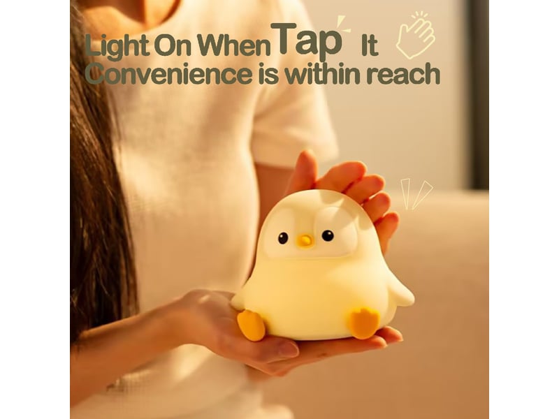  Veilleuse pingouin led en silicone souple, lampe de nuit tactile à intensité réglable, décoration pour chambre d’enfant  - Conforama D