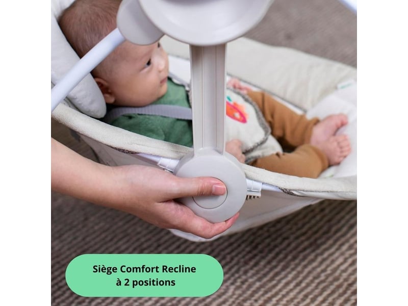  Balancelle compacte electrique bebe beige avec 6 vitesses 2 positions minuterie 6 melodies controle volume technologie silencieuse pliant 60194 - Conforama C