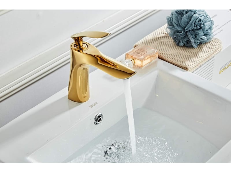  Robinet de lavabo pour salle de bain mitigeur en laiton fini or chrome doré mitigeur avec lavabo SZPA301923JJZJ - Conforama C