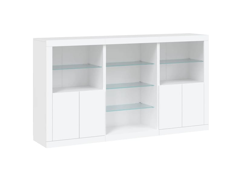  Buffet - bahut - meuble de rangement avec lumières led blanc 181,5x37x100 cm  - Conforama C