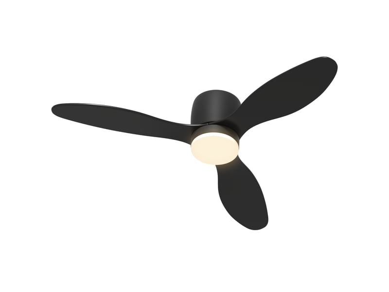  Ventilateur de plafond avec éclairage et télécommande. 3 couleurs d'éclairage. 6 vitesses. Luminosité réglable. Noir.  - Conforama B