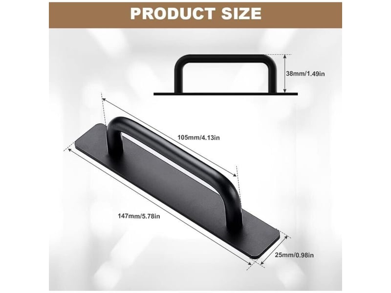 2pcs poignee meuble autocollante aluminium porte coulissante tiroir cuisine armoire chambre 147mm noir - Conforama B