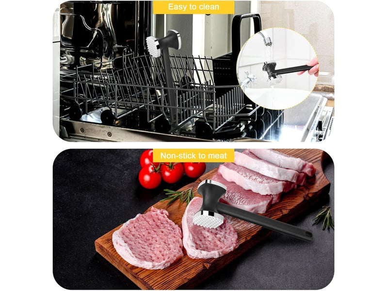  Attendrisseur de viande, attendrisseur à escalope antiadhésif double face, marteau à viande avec manche antidérapant, marteau à attendrir pour steak  - Conforama E