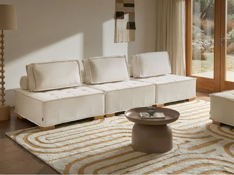 Canapé modulable 3 places tibro tissu blanc cassé  - Conforama B