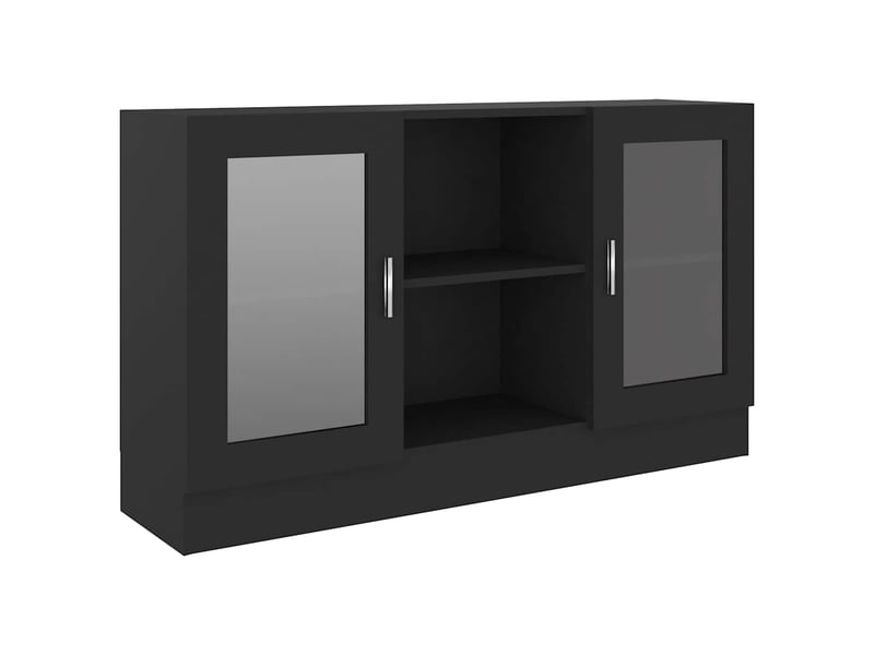  Buffet - armoire à vitrine noir 120x30,5x70 cm bois d'ingénierie  - Conforama A