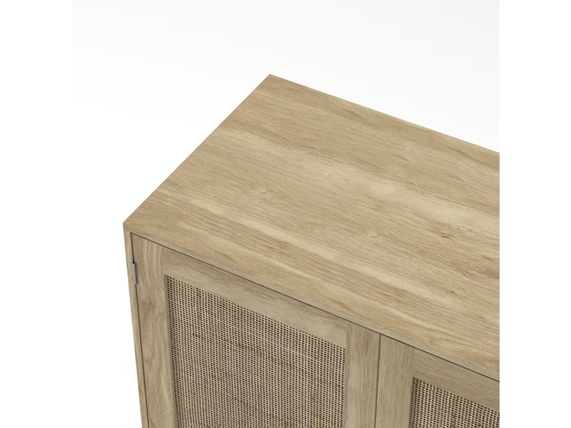  Meuble de rangement 2 portes en mdf et rotin naturel 80 x 40 x 88 cm W2552P474876 - Conforama D