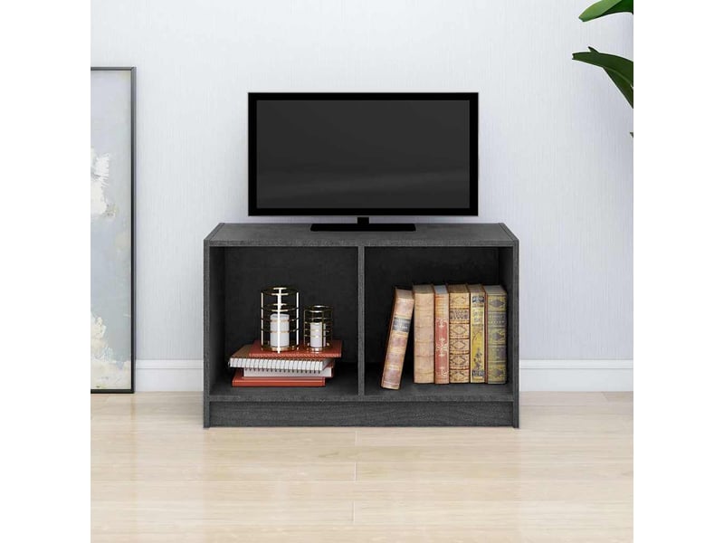  Meuble tv - banc tv - meuble de rangement gris 70x33x42 cm bois de pin massif  - Conforama B