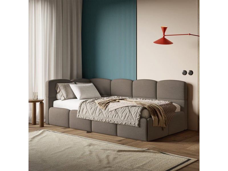  Selsey cloudy - lit rembourré - 170x185 cm - chenille brun clair - côté gauche Cloudy - Conforama C