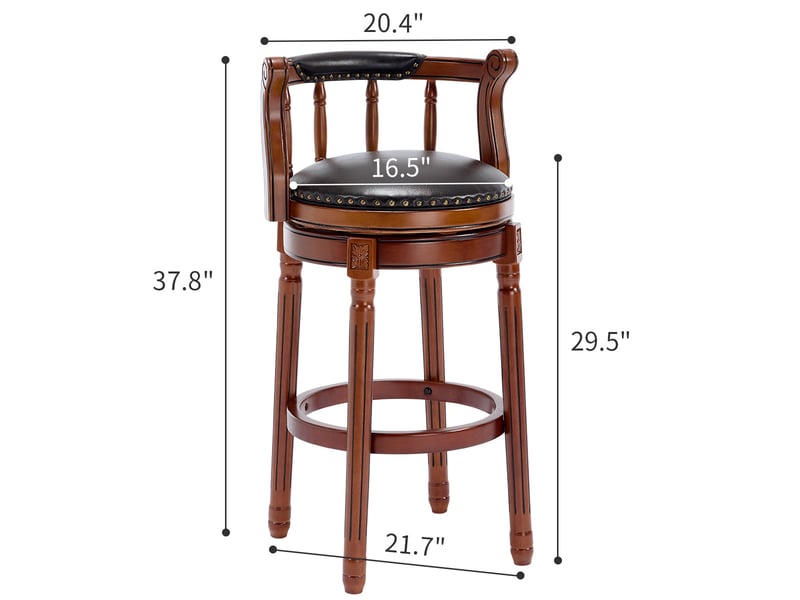  Tabouret de bar pivotant 360°,51,8x55,1x96 cm,avec dossier,cuir véritable,noir  - Conforama C