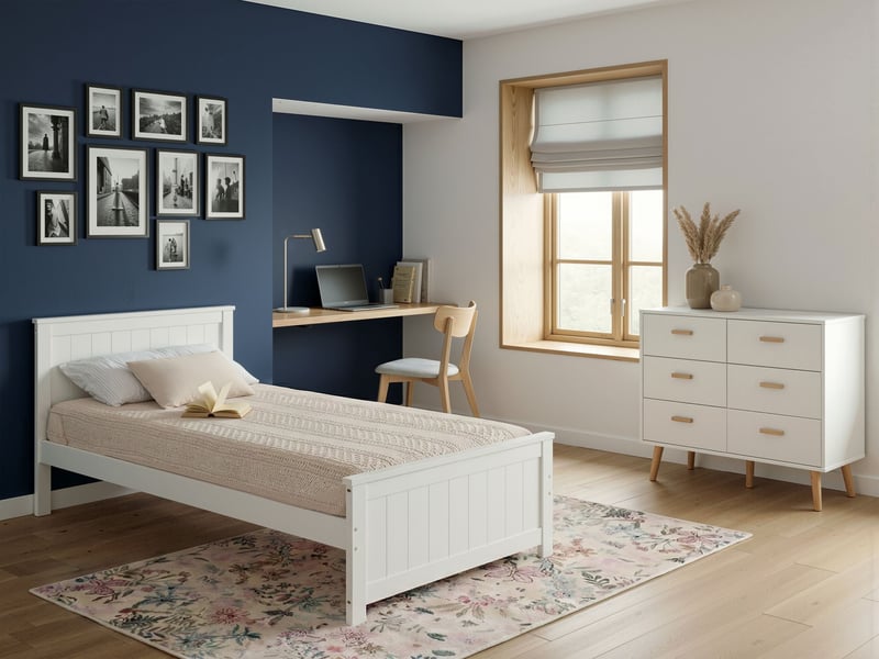  Lit avec sommier bois de pin sabran 90 x 200 cm blanc  - Conforama B