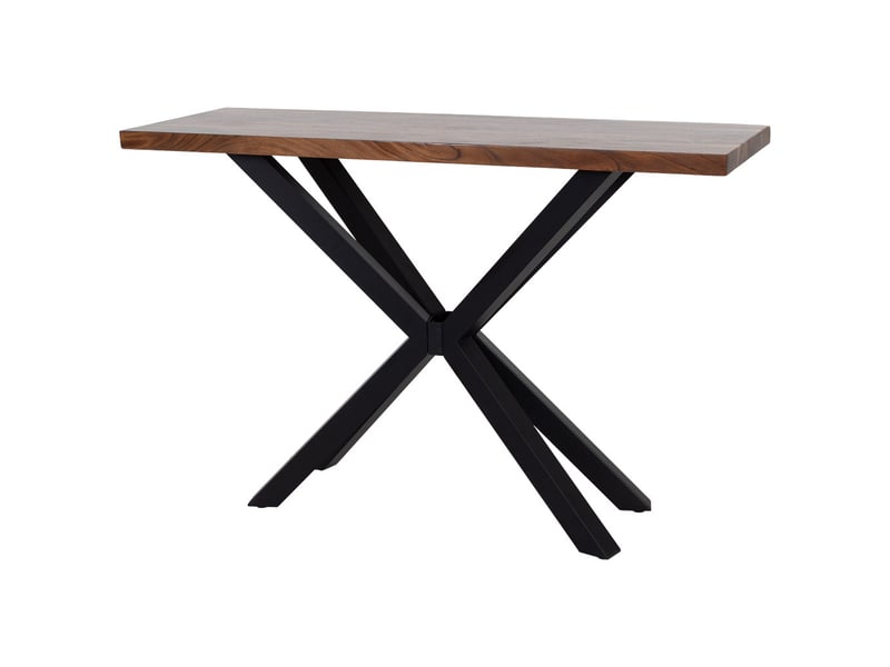  Console d'entrée en bois d'acacia marron avec pieds en fer 120x40x80h cm  - Conforama D