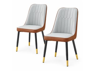 Lot de 2 chaises de salle à manger,43x41,5x89 cm,pu,gris clair et marron