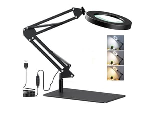 Lampe de bureau avec loupe 10x et led  avec base 3 modes de couleur,10 niveaux de luminosité