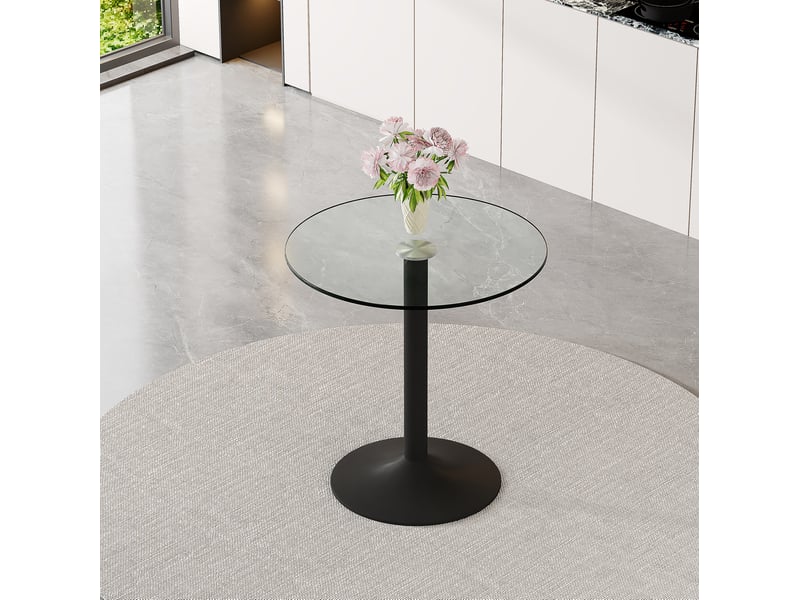  Table de bar, 89 cm, ronde table bar table haute style épuré base moderne plateau, pratique, métal, coloris transparent  - Conforama D