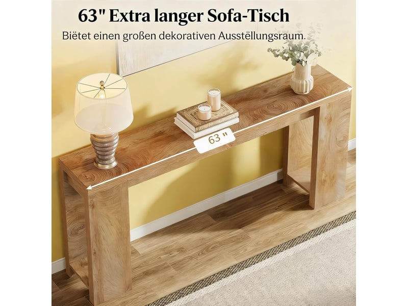  Table console 160x29,5x85 cm rustique panneau de particules marron  - Conforama D