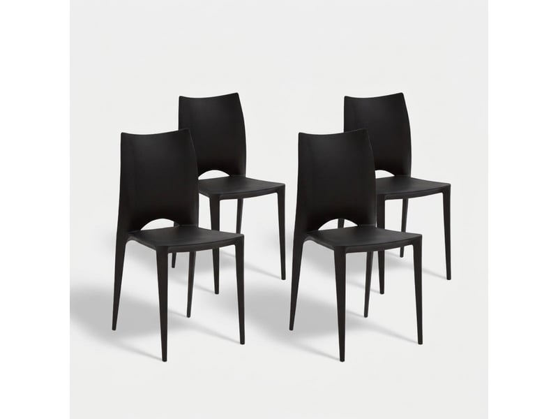 Lot de 4 chaises empilables en polypropylène lione - noir  - Conforama A
