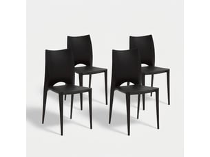 Lot de 4 chaises empilables en polypropylène lione - noir