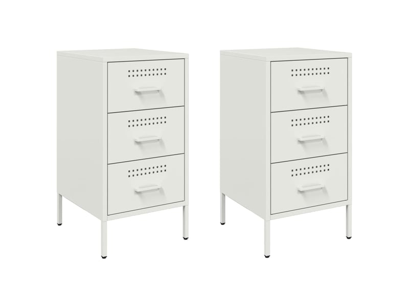 Lot de 2 tables de chevet - cabinet de chevet - table de nuit blanc 36x39x68 cm acier - Conforama A