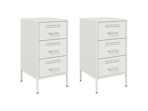 Lot de 2 tables de chevet - cabinet de chevet - table de nuit blanc 36x39x68 cm acier