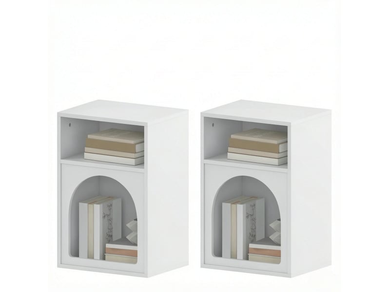  Lot de 2 tables de chevet 40x30x60 cm rangement ouvert mdf blanc  - Conforama A