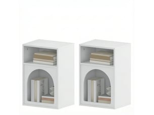 Lot de 2 tables de chevet 40x30x60 cm rangement ouvert mdf blanc