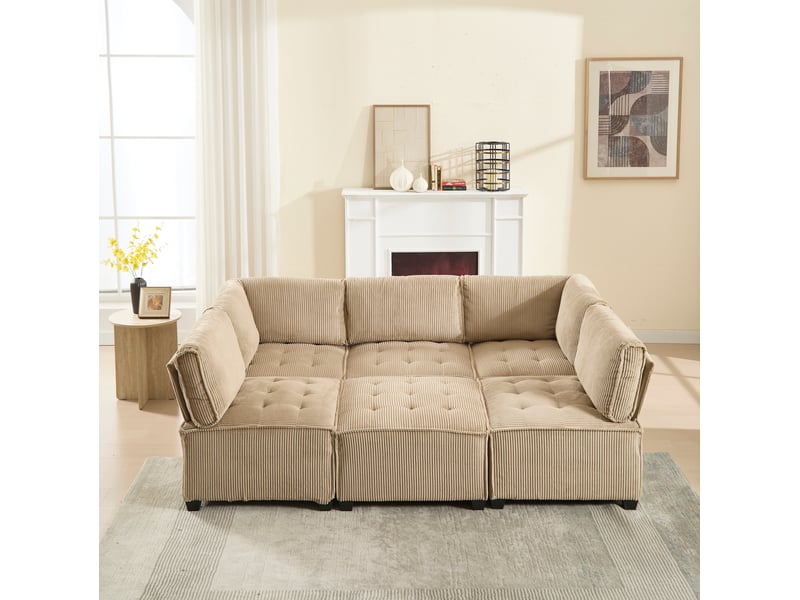  Canapé modulable modenvie 6 places velours côtelé kaki 308 x 154 cm  - Conforama B