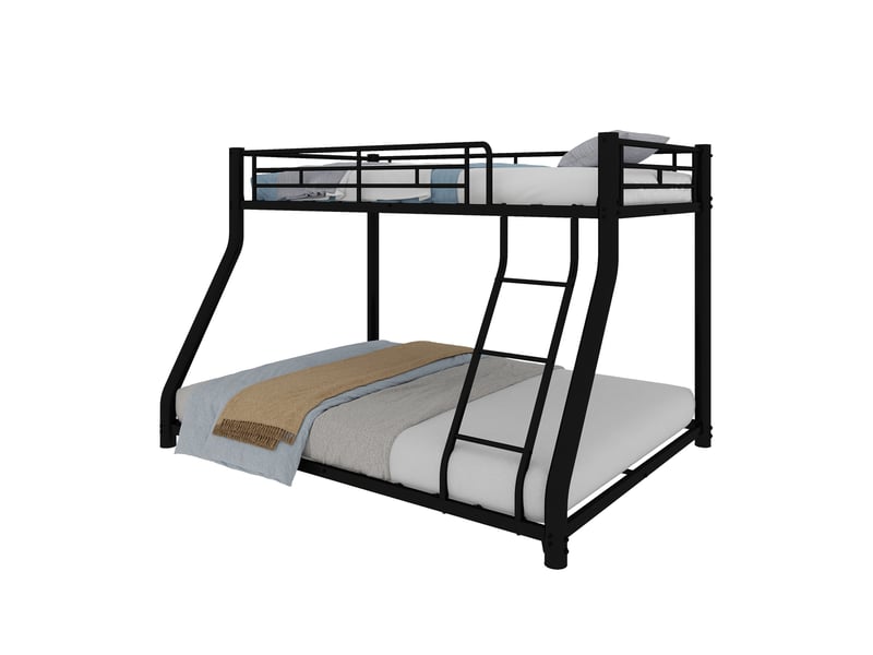  Lit superposé en métal 90×140 et 140×190 cm, échelle, garde-corps continu, pour jeune et adulte, pour chambre enfant  - Conforama A