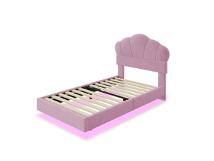 Lit simple 90x200 cm BEAOK coloris rose