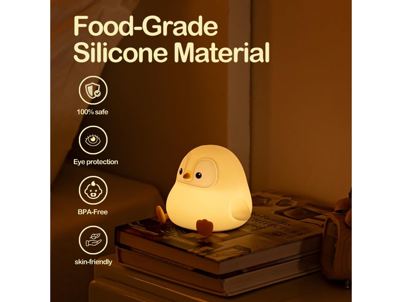  Veilleuse pingouin led en silicone souple, lampe de nuit tactile à intensité réglable, décoration pour chambre d’enfant  - Conforama C