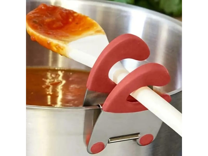  5 pièces porte-cuillère - anti-brûlure en silicone poignée pot clip de fixation - pour cuillère, ustensiles de cuisine bol clip - rouge  - Conforama C