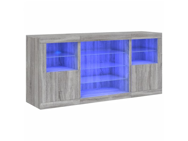  Buffet - bahut - meuble de rangement avec lumières led sonoma gris 142,5x37x67 cm  - Conforama A