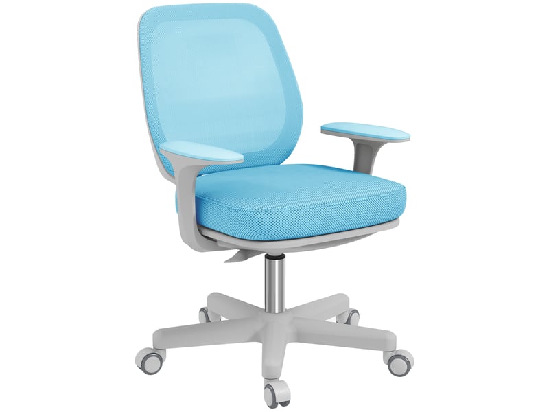  Fauteuil de bureau ergonomique inclinable à hauteur réglable et 5 roulettes, 55 x 48 x 82,5-94,5 cm, bleu  - Conforama A