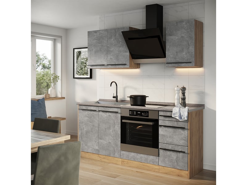 Vicco cuisine, bétonchêne doré, 180cm, pt anthracite - Conforama C