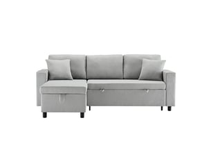 Canapé d'angle convertible réversible,3 places en lin.219,5 × 142,5 × 83 cm.méridienne avec rangement